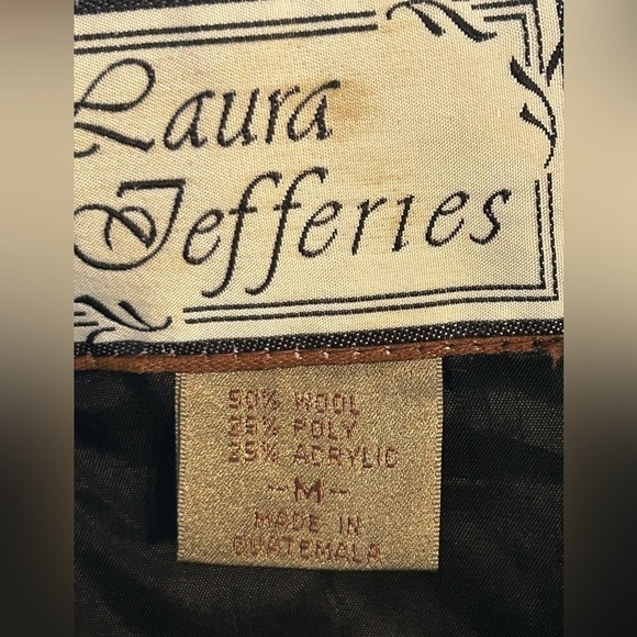 Laura Jefferies 90s Dark Hunter Green Wool Blend Suede Collar Blazer M - Picture 10 of 11